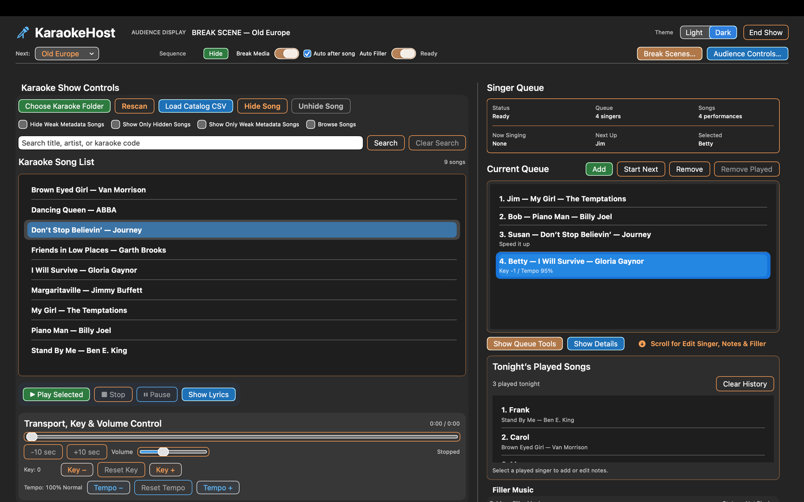 KaraokeHost main interface on macOS