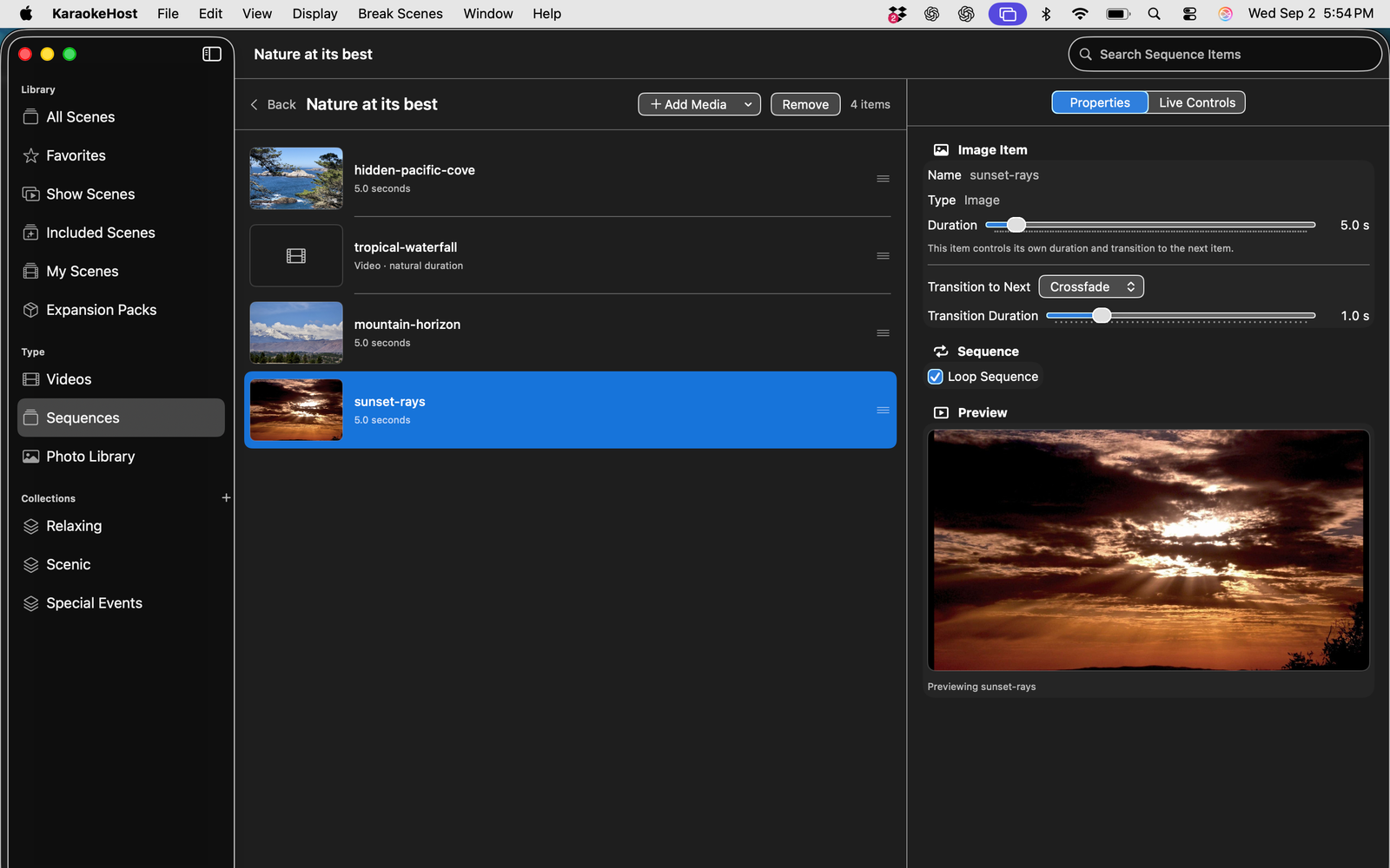 KaraokeHost Sequence editor with mixed media